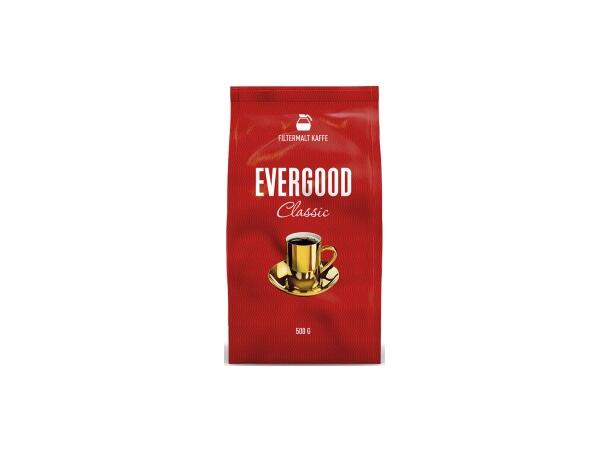 Kaffe EVERGOOD filtermalt 500 gr Fyldig aromatisk kaffe med fin ettersmak 